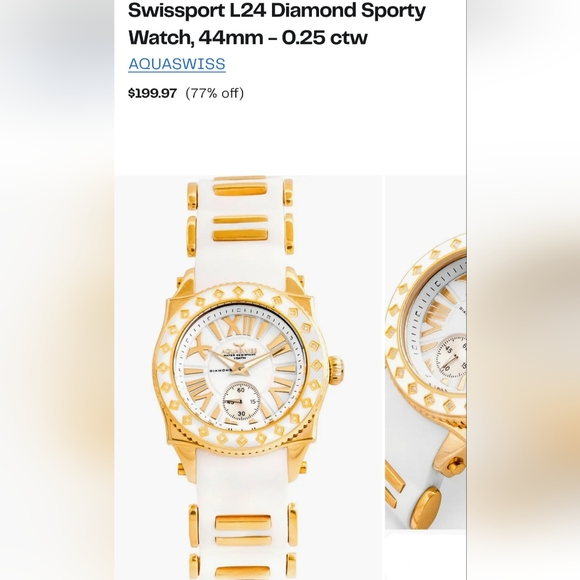 Women's Watch AquaSwiss Designer White Band Gold Bezel Dials & Numbers, In Case. - Picture 6 of 8